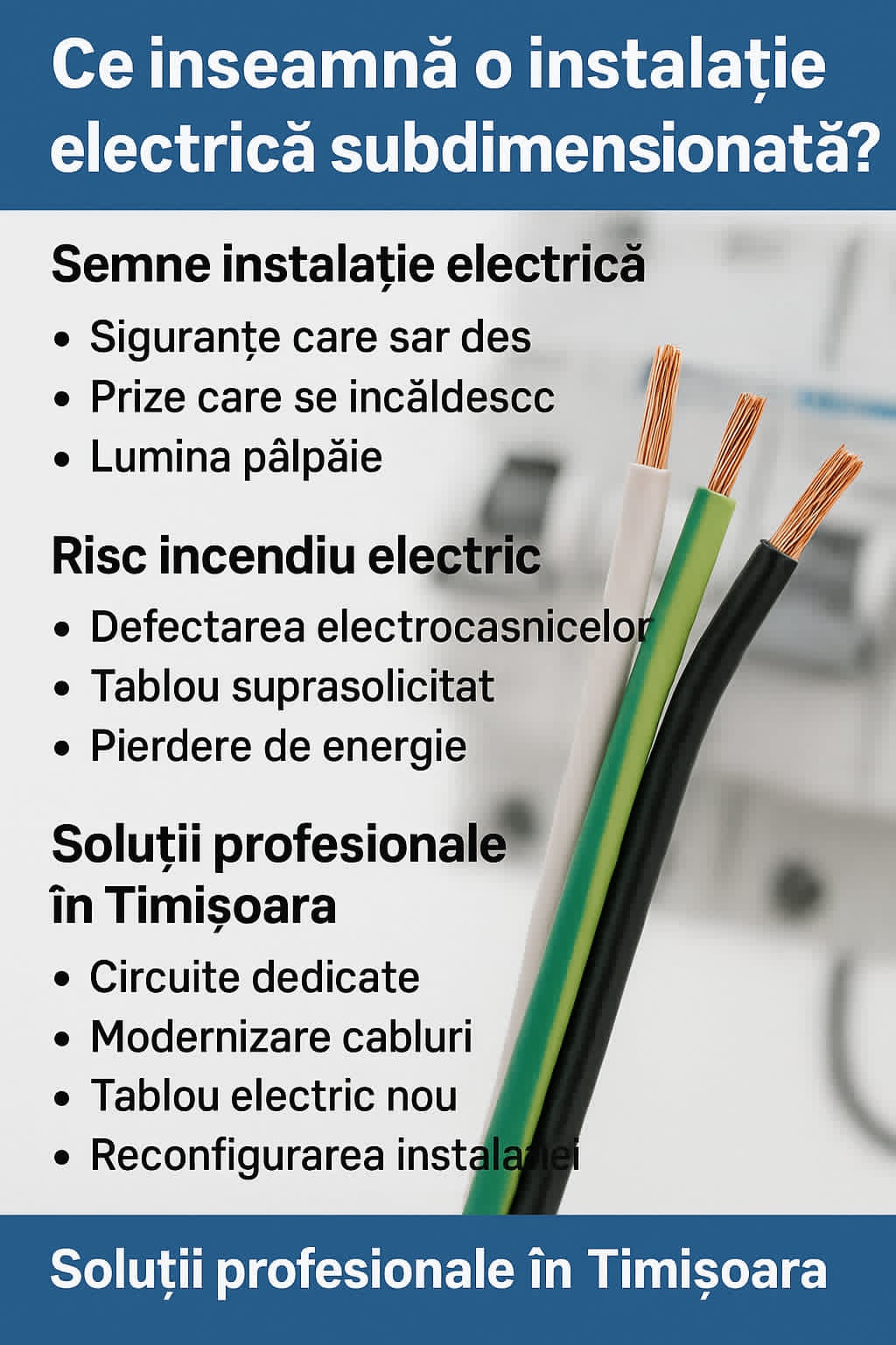 Ce înseamnă o instalație electrică subdimensionată? Semne și riscuri pentru locuințele din Timișoara